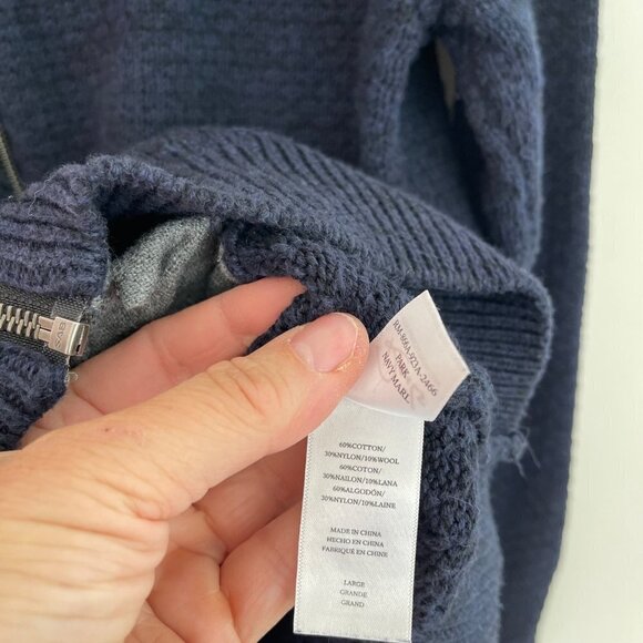 Rails Mens Jacket Size Large Blue Zipper Front Cotton Wool Knit Turtle Neck - Picture 5 of 9